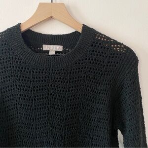 J.Crew Pointelle Crewneck Sweater Black Summer Cotton Eyelet